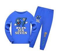 Temolie 67 Meme Set di abbigliamento per ragazzi e ragazze Six Seven Number 6 7 Christmas maglia a maniche lunghe e pantaloni 2 pezzi tuta per bambini Streetwear, Blu, 11-12 Years