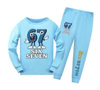 Temolie 67 Meme Set di abbigliamento per ragazzi e ragazze Six Seven Number 6 7 Christmas maglia a maniche lunghe e pantaloni 2 pezzi tuta per bambini Streetwear, Cielo, 9-10 Years