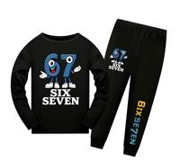 Temolie 67 Meme Set di abbigliamento per ragazzi e ragazze Six Seven Number 6 7 Christmas maglia a maniche lunghe e pantaloni 2 pezzi tuta per bambini Streetwear, Nero , 11-12 Years