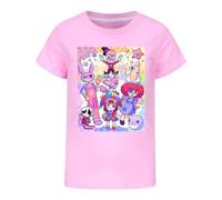 Temolie, maglietta con stampa digitale di un circo per bambini e bambine, unisex, con illustrazione di cartoni animati, in cotone, per bambini di 3-13 anni, rosa, 12-13 Anni