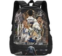 Temolie Ronaldo #7 Zaini semplici per bambini, borsa per computer portatile, zaino per bambini, 41,5 cm, per tutti i giorni, da viaggio, per la scuola, Nero , L