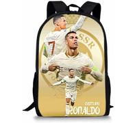 Temolie - Zaino per bambini, borsa a spalla per la scuola, borsa per studenti, con stampa del calciatore Ronaldo n. 7, cartone animato, grande capacità, zaino per adolescenti appassionati di calcio