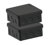 Temolink Scatola di derivazione IP65, nera, 2 pezzi, impermeabile, piccola, con coperchio a scatto, guarnizione in gomma migliorata, scatola di distribuzione per ambienti umidi, per esterni, 88 x 88