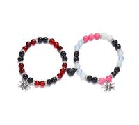 TEMOOUES 2 braccialetti magnetici per coppie di ragni a forma di cuore, per attirare fidanzate corda intrecciata regolabile corda elastica perline gioielli
