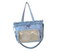 TEMOOUES Archi In Pizzo Increspato Itabag Bella Borsa A Tracolla Trasparente Crossbody Grande Capacità Messaggeri Studenti Scuola Spalla Trasparente Increspato Pizzo Messenger Ita Bella Crossbody, Blu