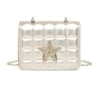TEMOOUES Borsa a tracolla da donna Elegante borsa a catena a tracolla quadrata in pelle PU Incontri Strass Star Messenger Donna Strass Star Crossbody Elegante Incontri Spalla alla moda, Argento, One