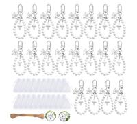 TEMOOUES Bulk - Set di 20 portachiavi a forma di croce con perle, idea regalo per familiari, amici, bambini, matrimoni, baby shower, feste, in sacchetti di organza, in lega, croci, perle, portachiavi