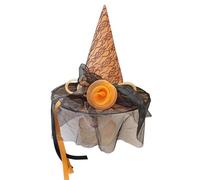 TEMOOUES Cappello da strega con fiore alto 33 cm cappello da mago a punta per Halloween Cosplay accessori per costume da strega per donne cosplay con nastro