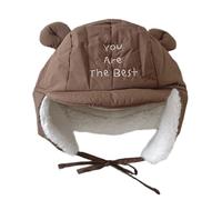 TEMOOUES Cappello di sicurezza dell'orecchio misto del cotone per i neonati freddo Rainwear sottile Rapiddry piano Ragazzi Femmine 48-53cm Rapiddry Soft Ear Security Hat, Caff, Taglia unica