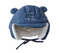 TEMOOUES Cappello di sicurezza dell'orecchio misto del cotone per i neonati freddo Rainwear sottile Rapiddry piano Ragazzi Femmine 48-53cm Rapiddry Soft Ear Security Hat, blu navy, Taglia unica