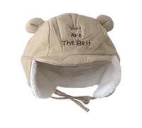 TEMOOUES Cappello di sicurezza dell'orecchio misto del cotone per i neonati freddo Rainwear sottile Rapiddry piano Ragazzi Femmine 48-53cm Rapiddry Soft Ear Security Hat, cachi, Taglia unica