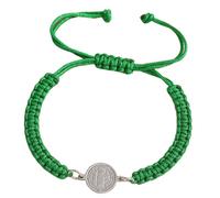 TEMOOUES Cattolicesimo Benedetto Attraversato per Uomini Donne Battesimo Fede Regalo Gioielli Accessori Regolabile Catena Regolabile Corda Tessuta, Misura unica, come descritto