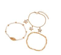 TEMOOUES Cavigliera con conchiglie di strato per le donne perline di vetro stelle marine catena del piede gioielli accessori da spiaggia conchiglie braccialetti alla caviglia per le donne, Misura