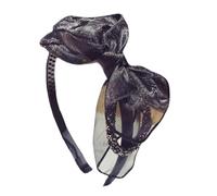 TEMOOUES Cerchietto per capelli in pizzo con fiocco, da donna, in rete francese, con teschio, elegante, per abito da sera, cosplay, feste