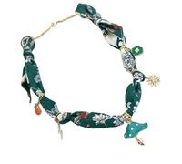 TEMOOUES Collana alla moda con ciondolo a forma di cuore e fungo combinata con sciarpa a nastro catena gioielli per le donne accessorio unico velluto collana corda, Misura unica, come descritto, come