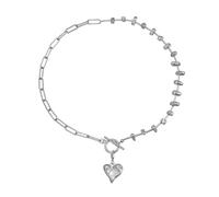 TEMOOUES Collana con ciondolo a forma di cuore regolabile con maglia intercambiabile dal design classico, idea regalo per gioielli moderni e vintage con nodo d'amore, Misura unica, come descritto