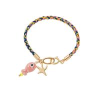 TEMOOUES Collana da polso leggera con ciondolo a forma di pesce portafortuna multicolore in tessuto intrecciato, idea regalo simbolica per fortuna, speranza, Misura unica, come descritto