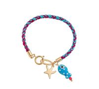 TEMOOUES Collana da polso leggera con ciondolo a forma di pesce portafortuna multicolore in tessuto intrecciato, idea regalo simbolica per fortuna, speranza, Misura unica, come descritto