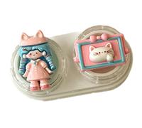 TEMOOUES Custodia per lenti e strumento di rimozione, dimensioni compatte, inserto in gomma, facile da trasportare, per applicare contatti in modo sicuro e compatto, bianco