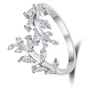 TEMOOUES Delicati anelli di rami accentati in rame robusto con zirconia cubica anelli a foglia per eleganza quotidiana gioielli con rami di albero, Misura unica, come descritto, come descritto