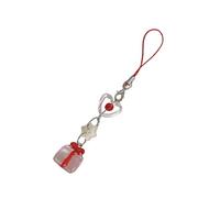 TEMOOUES Elegante cinturino per telefono con fiocco di neve in cristallo natalizio con catena per telefono con scatola accessorio per l'uso quotidiano, Resina
