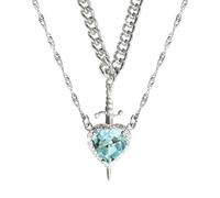 TEMOOUES Elegante collana con ciondolo a forma di cuore e spade che offre una miscela di personalità e significato per la moda in avanti, regalo per coppie giovani, Misura unica, come descritto, come