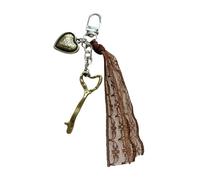 TEMOOUES Elegante portachiavi a forma di cuore in pizzo fatto a mano in resina ornamento per le donne elegante accessorio quotidiano regalo elegante pizzo portachiavi con design a cuore, A, Taglia