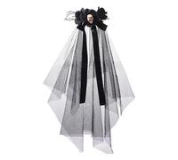 TEMOOUES Elegante velo da strega copricapo con fiocco festa di Halloween copricapo da donna Roleplay Cosplay Costume da strega Halloween Costume gotico Bowknot