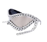 TEMOOUES Eleganti occhiali da sole da donna con elegante telaio a catena in metallo per varie occasioni uso quotidiano e punk party occhiali, Catena in argento massiccio