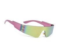 TEMOOUES Futuristic Occhiali da sole sportivi leggeri alla moda sfumature per viaggi Stage Music Festival Shades fornitura, Rosa Film Viola Fra