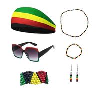 TEMOOUES Gioielli africani pendenti orecchini forati corona fiore occhiali da sole treccia tappi giamaica accessori costume africano, tessuto