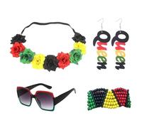 TEMOOUES Gioielli africani pendenti orecchini forati corona fiore occhiali da sole treccia tappi giamaica accessori costume africano, tessuto