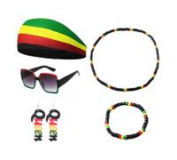 TEMOOUES Gioielli africani pendenti orecchini forati corona fiore occhiali da sole treccia tappi giamaica accessori costume africano, tessuto