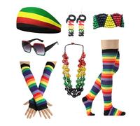 TEMOOUES Gioielli africani pendenti orecchini forati corona fiore occhiali da sole treccia tappi giamaica accessori costume africano, tessuto