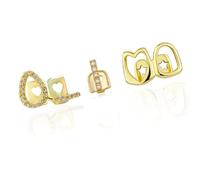 TEMOOUES Gioielli con denti scavati combinati con pietre di zircone scintillanti accessori per il corpo in rame leggero per adulti scava fuori griglia, Set of 2 pieces, come descritto, come descritto