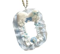 TEMOOUES Porta carte in peluche unico con ala angelica ed eleganti disegni in pizzo per adulti e studenti alla moda decorazione alla moda portachiavi in peluche morbido, Blu, Taglia unica