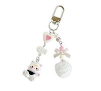 TEMOOUES Portachiavi con gatti in stile cartone animato, accessorio alla moda per borsa, elegante ciondolo in lega, adatto per decorazioni per la casa uniche portachiavi a forma, bianco, Door buckle