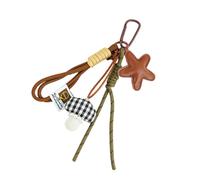 TEMOOUES Portachiavi leggero con ciondolo a forma di stella, elegante corda intrecciata, in metallo, portachiavi alla moda, per uso quotidiano, portachiavi portatile a forma di stella per borse, F