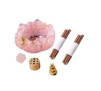 TEMOOUES Portaincenso a forma di fiore in cristallo, con ciotola, portacenere e bastoncini di incenso, set per ricchezza, fortuna e decorazione per la casa aromaterapia bruciatori