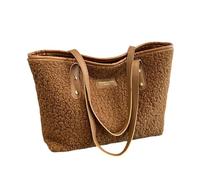 TEMOOUES Pratica borsa a tracolla in peluche per il trasporto essenziale in un colore solido borse sotto le ascelle borsa per la città alla moda donna borsa a tracolla alla moda, Marrone, One Size