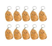 TEMOOUES Set di 10 spille a forma di patate in stile cartone animato, ciondolo per borsa, portachiavi in peluche, accessorio decorativo, Peluche/lega/silicone/cordino