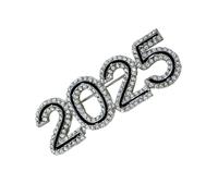 TEMOOUES Spilla di cristallo di strass del collare del nuovo anno per l'abbigliamento dello zaino spilla alla moda del collare 2025, Metallo
