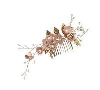 TEMOOUES Squisito pettine per capelli da sposa con strass e perle artificiali, accessorio per capelli fatto a mano per abiti da sposa