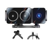TEMOOUES Supporto per auto a rotazione 360 15W Design pieghevole di ricarica rapida con bloccaggio automatico per smartphone Supporto di ricarica pieghevole per auto