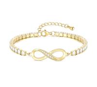 TempBeau Bracciale da donna in oro da tennis, in argento, con simbolo dell'infinito, con zirconi, regolabile, per la mamma, la moglie, la fidanzata, 16+4cm, Rame, Zirconia cubica