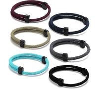 TempBeau Braccialetto da uomo in corda intrecciata nautica, 6 pezzi, braccialetti da surfista paracord, fatti a mano, multicolore, regolabile, per uomini e donne, 10 6 inch, Metallo