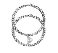 TempBeau Coppia Bracciali Magnetico Donna Uomo Bracciali Calamita Cuore Acciaio Inossidabile 18cm + 21cm per Fidanzati Fidanzata Amico Famigilia Partner Amante