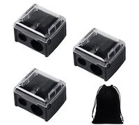 Temperamatite 2 Pezzi Con 2 Fori, Borsa Portaoggetti, Per Occhi e Sopracciglia, Manuale, Adatto per Eyeliner e Matita Sopracciglia (Nero)