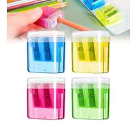 Temperamatite a doppio foro con coperchio, 2025, manuale, a doppio foro, con coperchio, per bambini, adulti, studenti, portatile, per il rientro a scuola, per casa, ufficio (4)