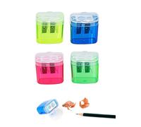 Temperamatite con contenitore, confezione da 4, temperamatite con lattina, coperchio con design a doppio foro per bambini, temperamatite portatile, temperino, sharpener per la s